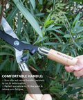 Heavy Duty Garden Hedge Shears 19.88 Inch Reach With Wooden Handles And Pro-Grade Carbon Steel Blades trimming plant