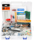 1780 Piece DIY Electronics Kit With Resistors Capacitors LED Diodes Transistors ICs Dupont Wire Breadboards in open box
