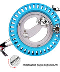 Close-up of Big Kite Reel With Brake For Easy Outdoor Flying Pro Grade 10.6 Inch String Winder showing rotation lock detail