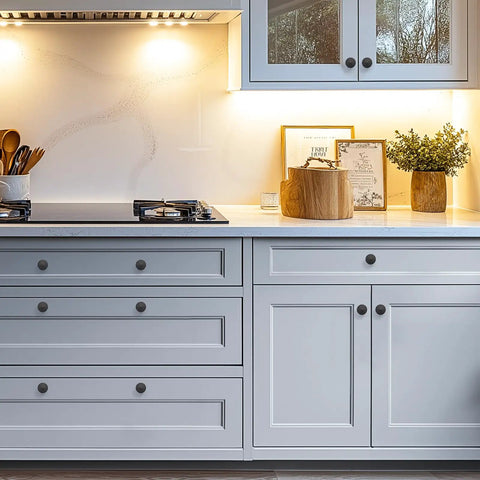 Modern kitchen with Matte Black Cabinet Knobs 10 Pack Solid Metal Sunburst Top Drawer Pulls For Kitchen Cabinets Bathrooms Vanities And Dressers