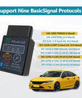 Compact Bluetooth OBD2 Scanner Diagnostic Tool For Your Ride showing diagnostic protocols for engine troubleshooting.