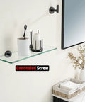 Oil Rubbed Bronze Bathroom Glass Shelf, 16 By 5 Inches, 8mm Tempered Glass With 304 Stainless Steel Wall Mount, organizer in modern bathroom.
