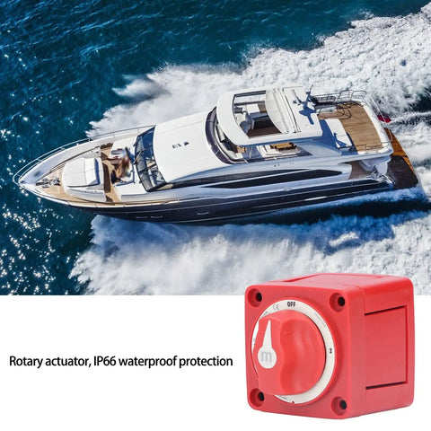 Three Position 300 Amp Dual Circuit Battery Disconnect Switch Isolator With Rotary Actuator For Marine Boats RVs Cars Trucks Trailers