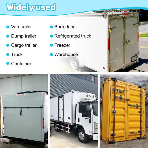 Heavy Duty Trailer Hasp Bolt Kit 8 Piece Set includes various applications like cargo trailers, trucks, and storage containers.