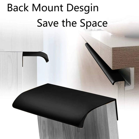 Back Mount Finger Edge Pull 80mm Black Aluminum Alloy Hidden Concealed Tab Handle for Doors and Cabinets