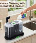 Person using electric spin scrubber with 4 replaceable brush heads and adjustable extension handle pro bathroom tile cleaner 400 RPM