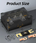 ANL Fuse Holder Includes 300A 400A 500A Fuses Max 1000A Waterproof Fuse Block 1 In 3-6 Out M8 Studs dimensions and components