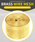 Brass wire mesh roll, strong and durable, displayed with company logo, suitable for various applications.
