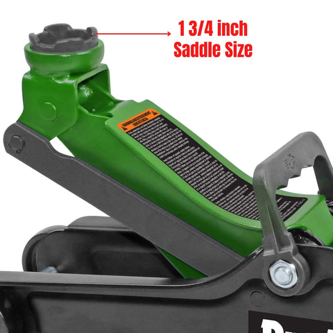 Pro-Lift green 2-ton floor jack saddle with 1 3/4 inch saddle size (close-up view)
