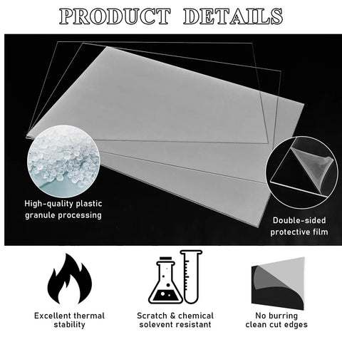Clear Acrylic Sheet 24 By 36 Inches Half Inch Thick With Protective Film Cut To Size Panel For All Your DIY And Craft Projects Sign Frames And Displays Durable Transparent Plastic Board For Creative Builds