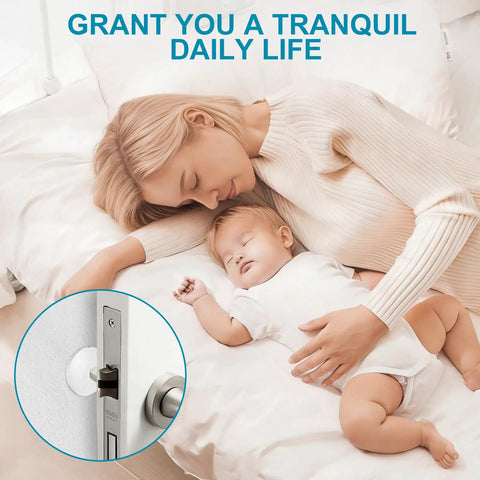 Heavy Duty Silicone Door Stoppers For Wall Peel And Stick Quick Pick Up These Solid Sets To Kick Handle Dents Spare Drywall Paint Mute Room Noise Keep Houses Snazzy No Hassle with a mother and baby in a serene setting.
