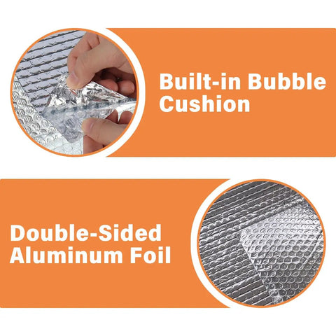 Built-in bubble cushion detail of Premium Double Sided Reflective Insulation Roll 23.6 Inch By 10 Foot Aluminum Bubble Heat Barrier.
