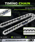 4.7 Timing Chain Kit With Sprocket For 2002 To 2008 Dodge Ram Dakota Durango Jeep Grand Cherokee Commander And Mitsubishi Raider V8 Engines Replacement OEM Style With Durable Gears And Timing Components showcasing alloy steel chain close-up