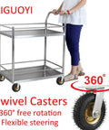 Heavy Duty Rubber Casters Set Of 4, Pneumatic Swivel Wheels That Roll Slick And Quiet on a cart with flexible 360-degree steering.