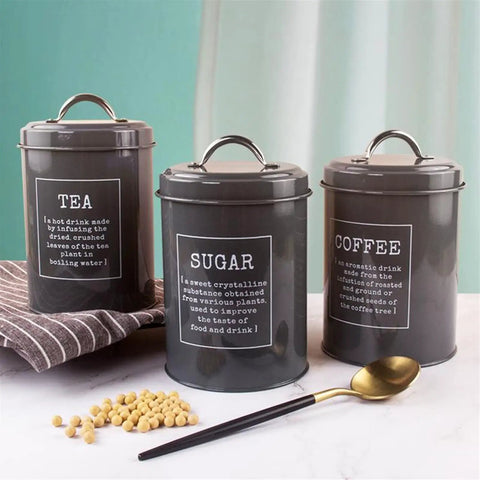 Metal Coffee Canister Set Of 3 With Tight Seal Lids These Wide Mouth Kitchen Food Storage Jars Are A Flat Out Home Run keeping tea, sugar, and coffee fresh.