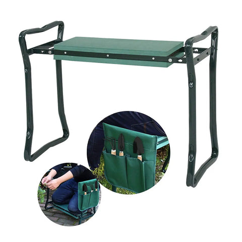 Grab And Go Folding Garden Kneeler Bench With Foam Cushioned Kneeling Pad, Lightweight Yet Sturdy Pipe Frame, removable pad