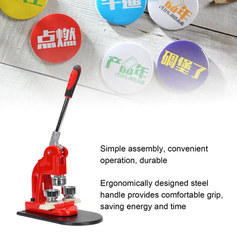 Premium Metal Badge Machine Button Maker For Custom DIY Gifts And Crafts Easy Assembly With Durable Aluminum Frame and ergonomic handle