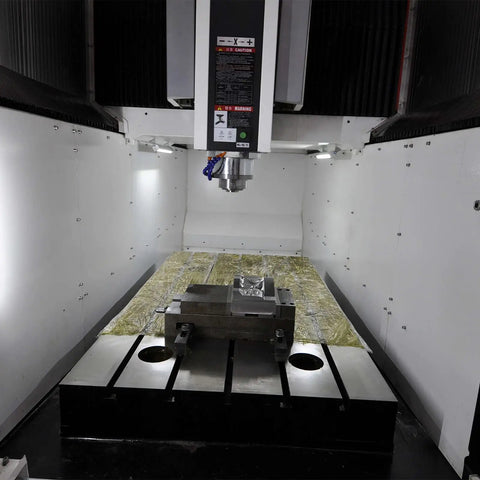 Beefy Heavy Duty CNC Machine Work Light LED 12W Uplight illuminating a milling work area in machining shop