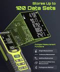 High Range Laser Distance Meter 100m With Angle Sensor And Backlit LCD Display, Measures Length, Area, Volume, And Pythagorean, Ft In M Unit Switching, Battery Included, Sleek Durable Handheld Tool For Pros And DIY Projects. Stores up to 100 data sets.