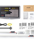Shop Tough Two Axis Dros Kit Featuring Precision Linear Scale Digital Readout Gauge for Milling Lathe And Drill Equipment includes display, scales, and hardware.