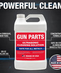 Heavy Duty Ultrasonic Gun Cleaning Fluid One Gallon Pro Strength Mixes Into Eight Gallons, safe for all metals in 128 oz jug.