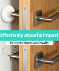 Image showing a self adhesive door bumper protecting a wall from a door handle impact, with and without bumper comparison.