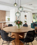 Modern 3-Light Hand-Blown Green Glass Pendant Lighting Chandelier for Kitchen Island, dining room farmhouse style fixture