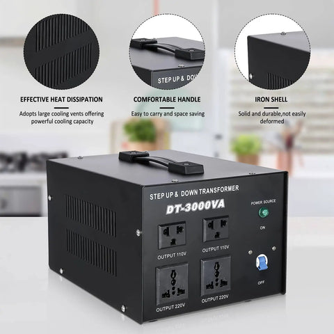 Rugged 3000VA Voltage Transformer Power Converter 110V To 220V AC Converter For Home Use AC To AC Safe Start No Fuss High Efficiency Stable Output 24 7 Operation With Overload Current Protection