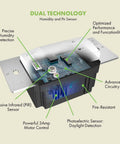 Interior view of Dual Tech Humidity Sensor Switch For Bathroom Fan And Light With PIR Motion And Humidity Detection, labeled features