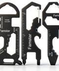 3 Pack Keychain Multi Tool Wrench Ruler Bottle Opener For Men Compact Metal Pocket Gadget with engraved ruler and wrench.