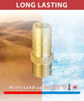 Super Tough Brass Hose Barb Connectors One Inch Barb Meets Three Quarter Male Npt Threads withstanding high temperatures.