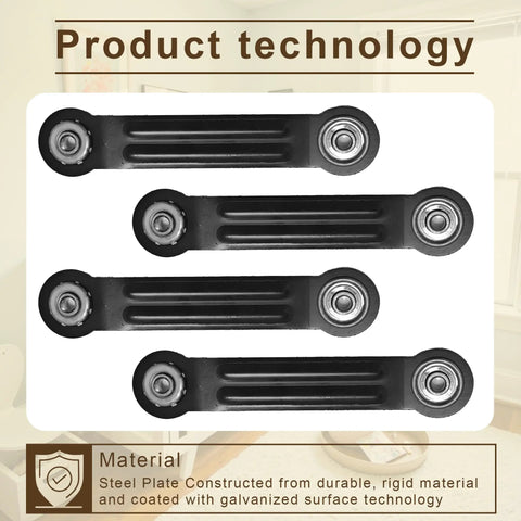 4 Pack Glider Bearing Arm Bracket Hardware Replacement Parts, 6.88 Inch Length, 5.5 Inch Center To Center, One Quarter Inch Bolt Holes, Black Galvanized Finish, Easy Do It Yourself Install For Rocker Style Gliders, black steel brackets