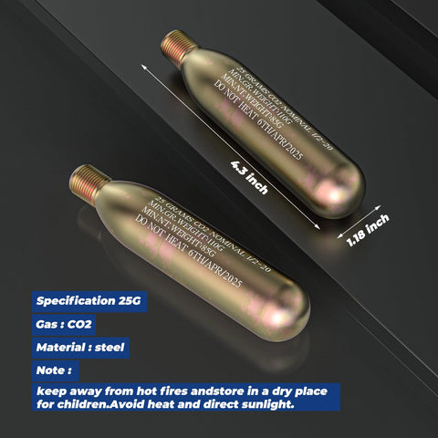 Pair of 4.3-inch steel 24G CO2 Cartridge Cylinder For Life Vests And PFD Rearming Kit Auto Or Manual Inflating Life Jacket Accessory