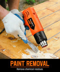 Hot Air Heat Gun Kit With 3 Temperature Settings From 122F To 1112F 50C To 600C with orange handle used for paint removal