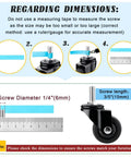 Diagram showing screw measurement instructions for 1 Inch Swivel Caster Wheels Set Of 4 With M6 Threaded Rods.