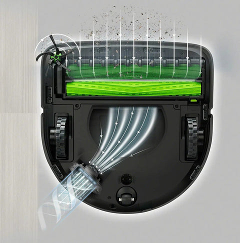 All-In-One Roomba Replacement Brush Kit With Multi-Surface Rubber Brushes, Three HEPA Filters And Six Edge-Sweeping Parts For I7, I7 Plus, E5, E6 Vacuum Cleaners Easy Snap-In Upgrade showing inner mechanism