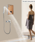 Electric Tankless Water Heater 110V 4500W delivers straight fire hot water with rapid heating in sleek gold finish.