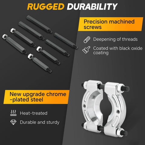 Heavy Duty 5 Ton Bearing Puller Set with precision machined screws and chrome-plated steel for automotive repair durability