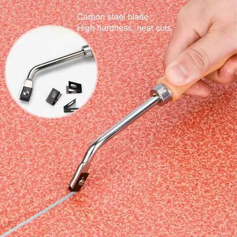Heavy Duty Floor Welding Slot Knife With Solid Beech Handle And Razor Sharp Steel Blade geared up for slick PVC vinyl cutting.