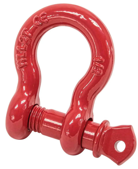 Half Inch Anchor Shackle Forged Carbon Steel With Alloy Screw Pin Load Limit 2.0 Tons, red finish, close-up view.