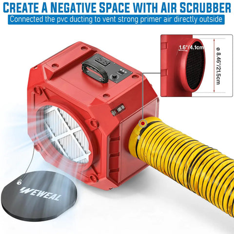 Industrial Grade HEPA Air Scrubber With 3 Stage Filtration Including MERV 10 Pre Filter And Activated Carbon For Smoke Odor And Debris