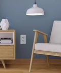 Room with Decorator Electrical Wall Outlet Gray Tamper Resistant Duplex Receptacle 15A 125V Two Pole Self Grounding Residential Grade