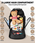 Military Style Dad Diaper Backpack With Changing Pad for Travel And Camping Trips Large Black Baby Bag with teddy and essentials