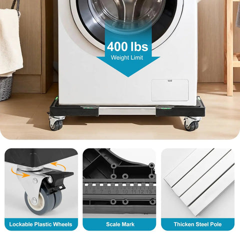 Beefy Heavy Duty Adjustable Appliance Dolly With Wheels For Fridge Washer Dryer Portable Universal Mobile Base Moving Cart With 4 Locking Swivel Wheels Fits 16 To 24 Inches