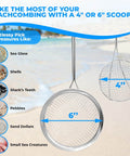 Beach Dipper Sifter Shovel For Beachcombing With 6 Inch Basket, showcasing sifting options for sea glass, shells, and shark teeth in use.