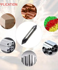 Beefy Half Inch Carbide Chamfer Mill 60 Degree Double End Four Flute AlTiN Coated Solid Carbide End Mill For Medium Hard Materials, 3 Inch Overall Length, Heavy Duty, High Heat And Wear Resistant with examples of material applications.