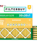 20x20x1 Air Filter MERV 11 For Pets And Allergies, Electrostatic Pleated HVAC Replacement For Furnace And AC, 6 Pack