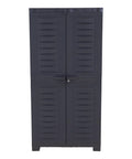 Freestanding 48 Inch Tall Resin Garage Storage Cabinet With Doors In Charcoal For Garage Laundry Office Or Basement