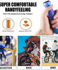 Hand holding Dope 145mm Soft TPR Scooter Grips with mixed color for scooters, BMX, and MTB, showcasing non-slip design