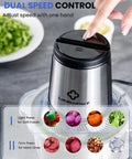 User adjusting speed on 6 Cup Mini Food Processor Chopper With 250W Motor And Stainless Steel Blades Plus Meat Grinder Attachment.